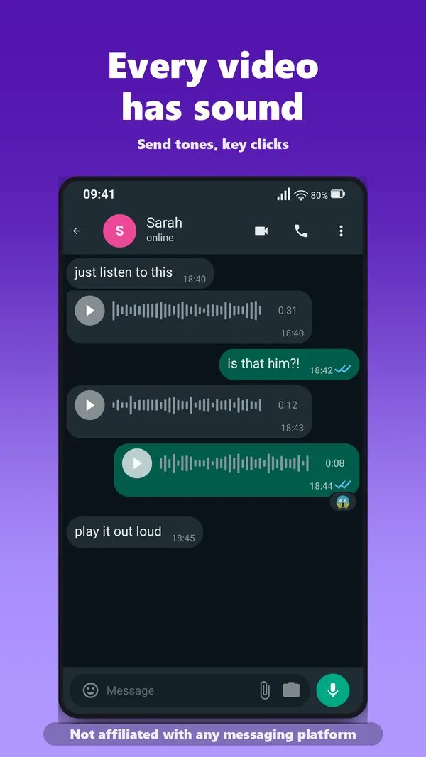 نغمات الإرسال ونقرات لوحة المفاتيح في كل فيديو